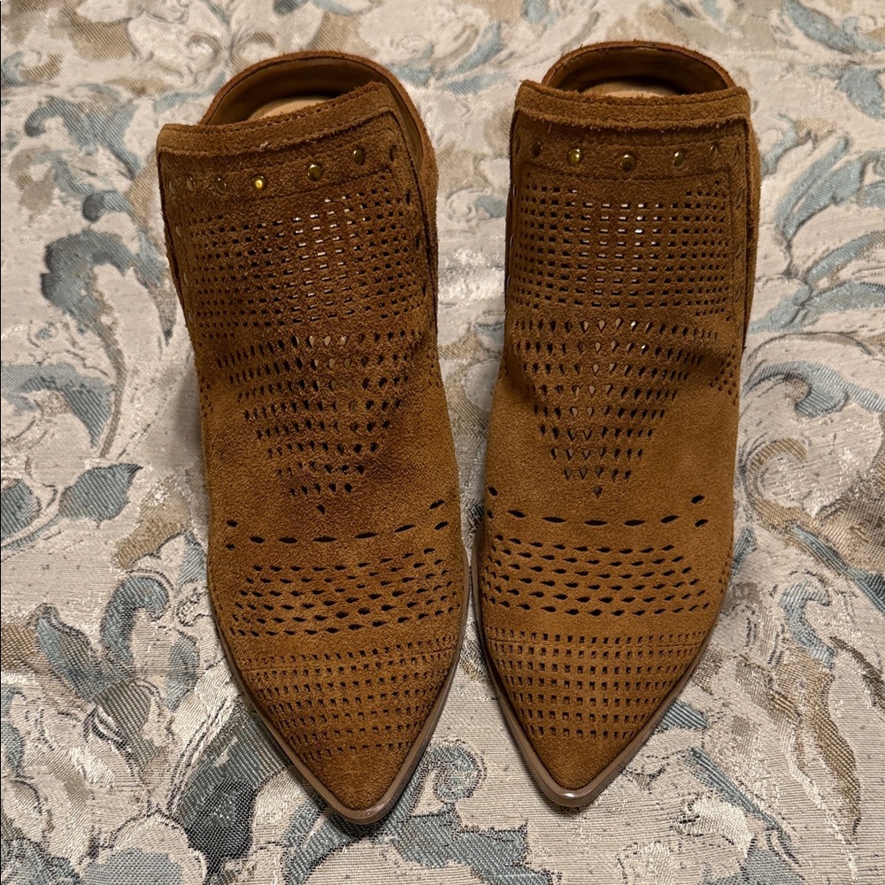 Brown Suede Perforated Women's Shoes
